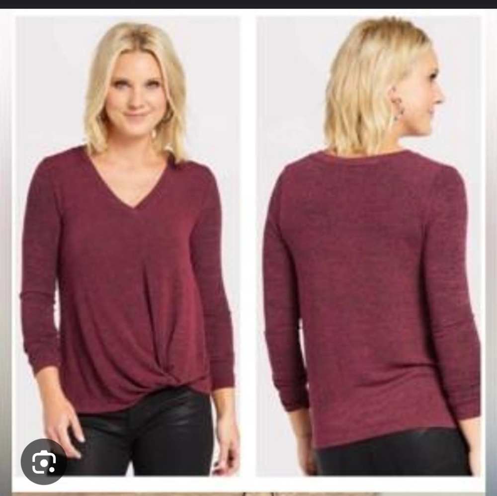 SO Women's Burgundy Twist Front Sweater